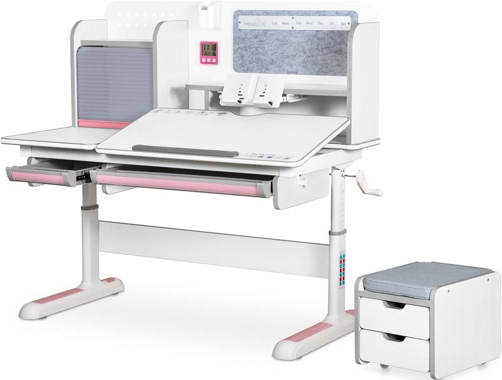 Парта школьная Mealux Winnipeg Multicolor Plus WG Pink (BD-630 WG + PN с тумбой)